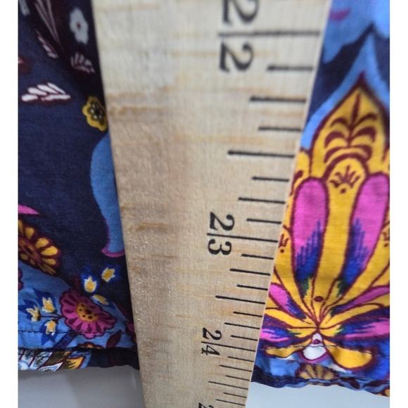 Talbots Top Plus Size 2X XX Blue Floral Scalloped  Shirt Blouse Bohemian Peasant - Picture 7 of 7